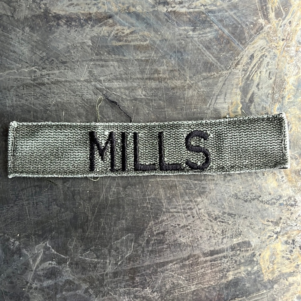 MILLS Embroidered Vintage ‘Army Green’ Military Name Tape Patch